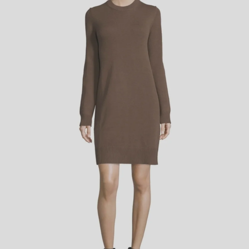 Michael Kors knit sweater mini cashmere chocolate brown dress